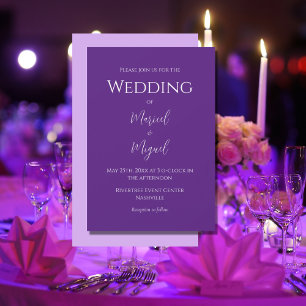 Purple Modern Elegant Minimalist Wedding Invitation