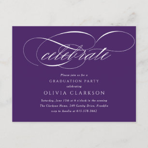 Purple Modern Elegant Script Graduation Party Enclosure Card