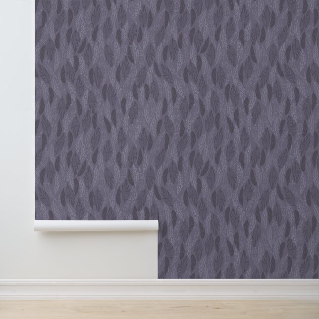Purple Modern Feathers Pattern Wallpaper (Application)