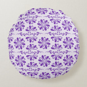 Purple Modern Flower Elegance Round Pillow