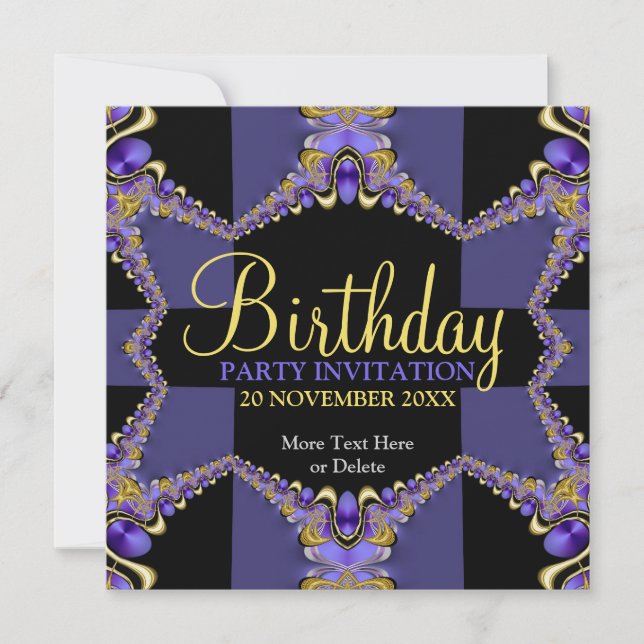 Purple Modern Girls Birthday Party Invitations (Front)