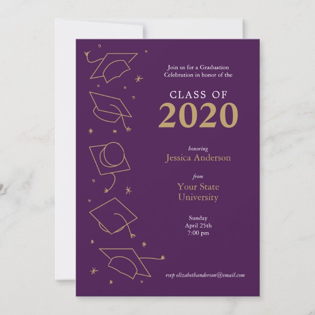 Purple Modern Graduation Celebration Announcements (Front)