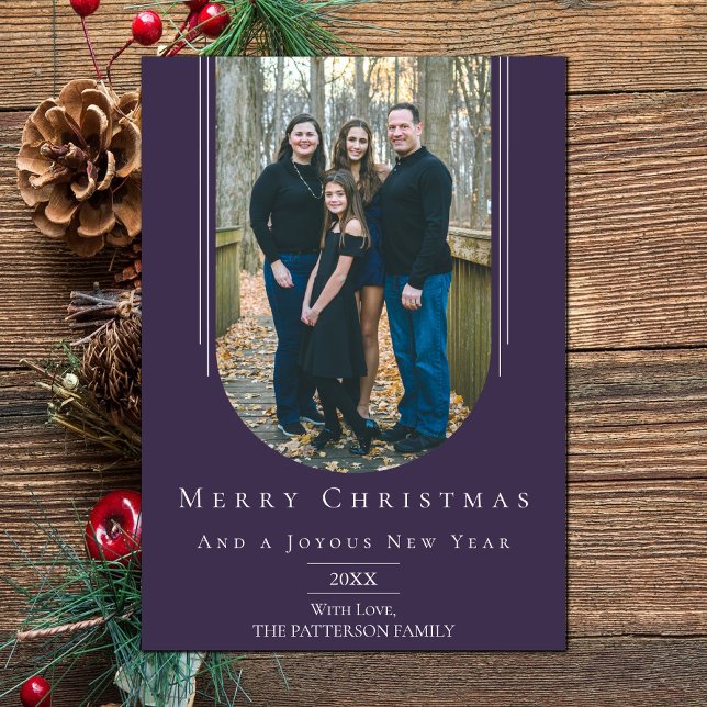 Purple Modern Inverted Boho Arch Holiday (Purple Modern Inverted Arch Holiday Photo Card)
