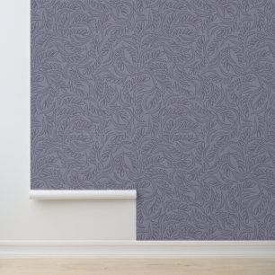 Purple Modern Leaf Pattern Wallpaper