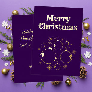 Purple Modern Merry Christmas Bold Gold Foil Holiday Card