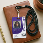 Purple Modern & Minimal Press Pass Photo ID