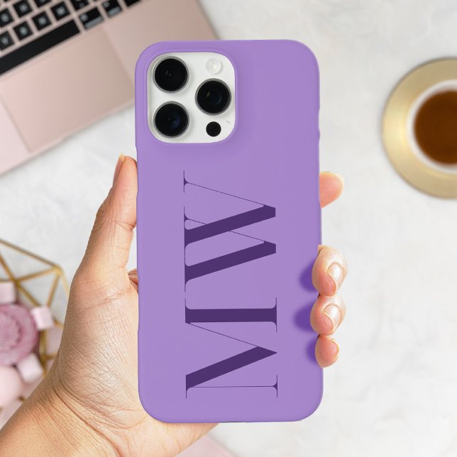 Purple Modern Minimalist Initial Monogram iPhone Case (Creator Uploaded)