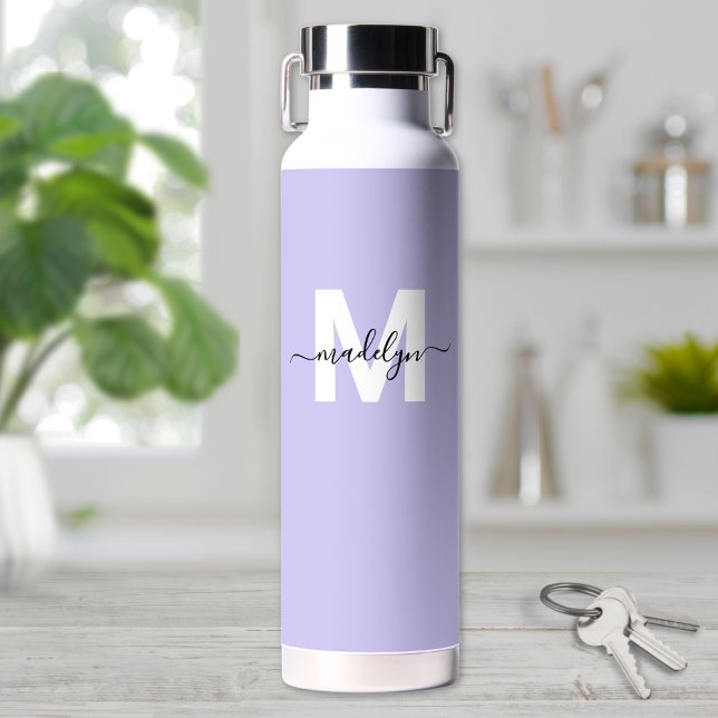 Purple Modern Name Monogram Water Bottle (Purple Modern Name Monogram Water Bottle)