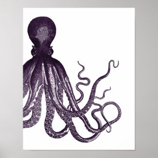 Purple Modern Octopus Poster