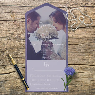 Purple Modern Photo Dinner All In One Invitation