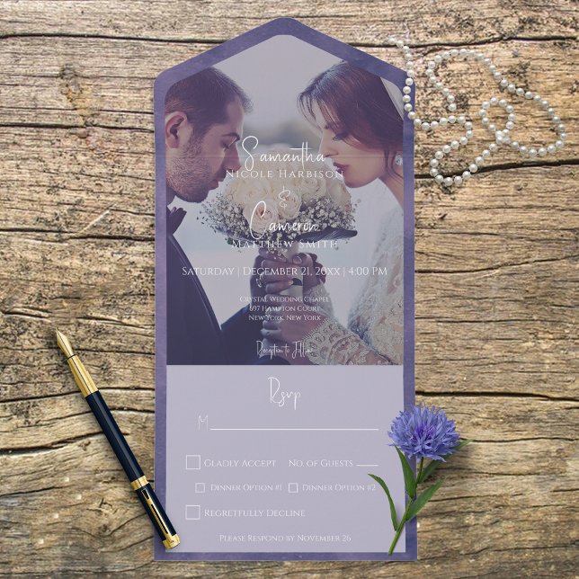 Purple Modern Photo Dinner All In One Invitation (Creator Uploaded)
