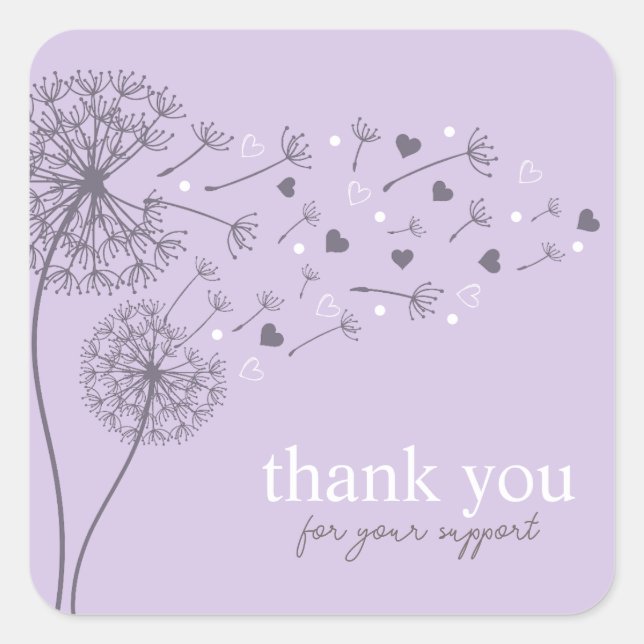 Purple Modern Script Thank You Business Square Sticker (Front)