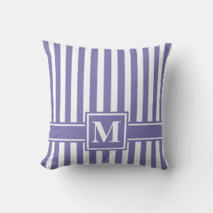 Purple Modern Stripe with Monogram Cushion