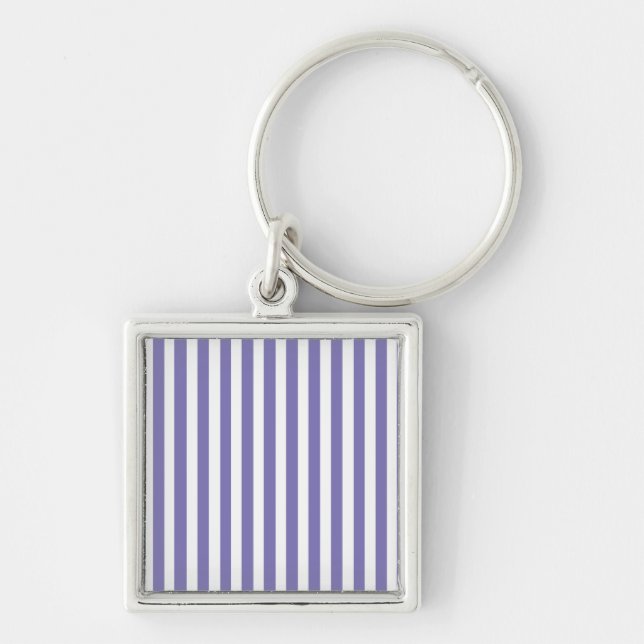Purple Modern Stripes Key Ring (Front)