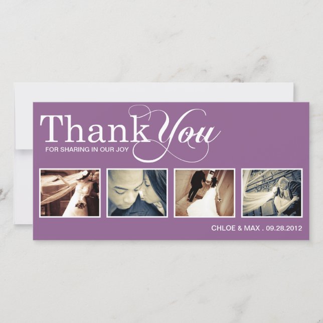 PURPLE MODERN THANKS | WEDDING THANK YOU CARD (Front)