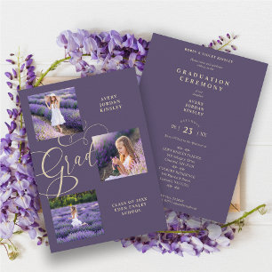 Purple Modern Typography Grad  Three Photos Pre-K 