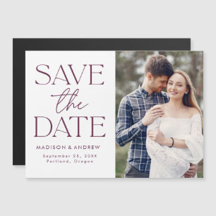 Purple   Modern Typography Photo Save the Date Magnetic Invitation