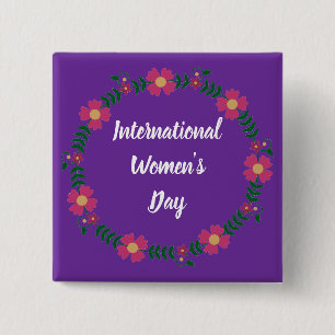 Purple Modern Womens Day Custom Size 15 Cm Square Badge