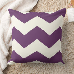 Purple Modern Zig Zag Chevron Pattern Cushion
