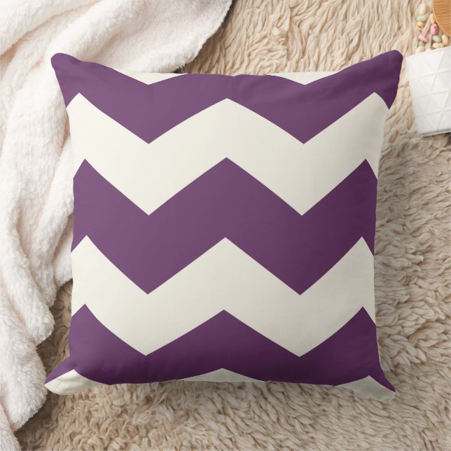 Purple Modern Zig Zag Chevron Pattern Cushion (Blanket)