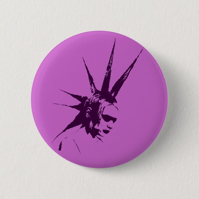Purple Mohawk Punk girl 6 Cm Round Badge (Front)