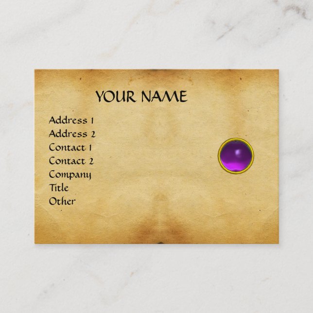 PURPLE MON ,GREY AGATA ,brown parchment,violet, Business Card (Front)