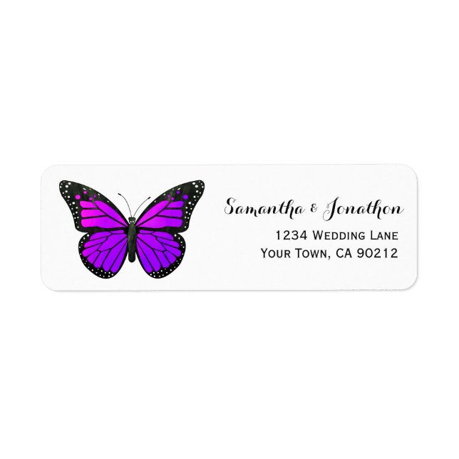 Purple Monarch Butterfly Return Address Label (Front)