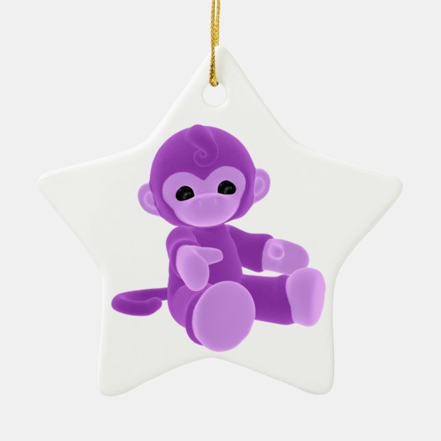 Purple Monkey Ceramic Ornament (Front)