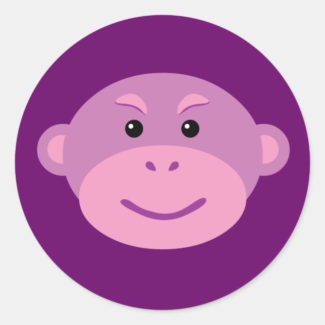 Purple Monkey Classic Round Sticker (Front)