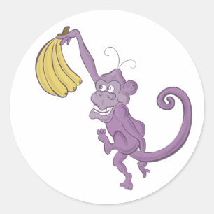 purple monkey classic round sticker