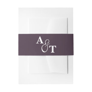 Purple Monogram Ampersand Personalised Wedding Invitation Belly Band