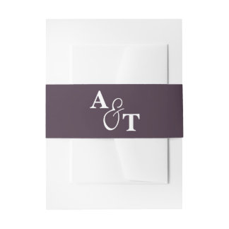 Purple Monogram Ampersand Personalised Wedding Invitation Belly Band