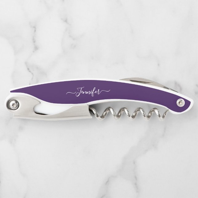 Purple Monogram Beer Wine Corkscrew Bottle Opener (Front)