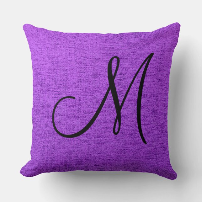 Purple Monogram Canvas Look Cushion (Front)
