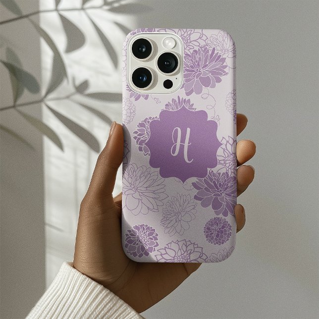 Purple Monogram Elegant Floral Case-Mate iPhone Case (Creator Uploaded)