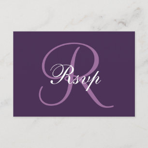Purple Monogram   Elegant Wedding RSVP Card