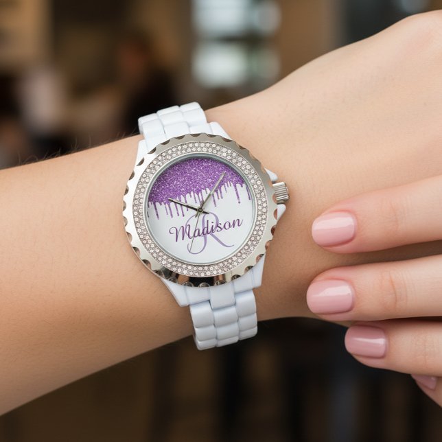 Purple Monogram Faux Glitter drips Watch (Creator Uploaded)