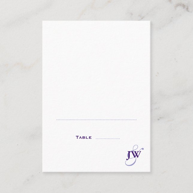 Purple Monogram Folded Place Cards (Front)