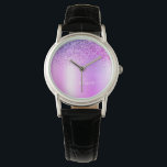 Purple Monogram Glitter Sparkle Girly Script Watch<br><div class="desc">Purple Faux Foil Metallic Sparkle Glitter Brushed Metal Monogram Name Watch. This makes the perfect graduation,  birthday,  wedding,  bridal shower,  anniversary,  baby shower or bachelorette party gift for someone that loves glam luxury and chic styles.</div>