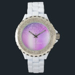 Purple Monogram Glitter Sparkle Girly Script Watch<br><div class="desc">Purple Faux Foil Metallic Sparkle Glitter Brushed Metal Monogram Name Watch. This makes the perfect graduation,  birthday,  wedding,  bridal shower,  anniversary,  baby shower or bachelorette party gift for someone that loves glam luxury and chic styles.</div>