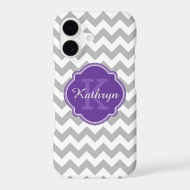 Purple Monogram Grey Chevron Pattern (Back)
