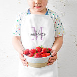 Purple Monogram Initial and Name Personalised Kids Apron<br><div class="desc">Custom designed child's apron, perfect for your little chef in training! Personalise it with her monogram name and initial or other custom text. Click Customise It to change fonts and colours or add more text or images to create a special one of a kind gift. Also available in adult sized...</div>