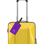 Purple monogram initials luggage tag<br><div class="desc">A purple coloured background. Personalise and add your monogram letters and full name on the front. Your contact information on the back.</div>