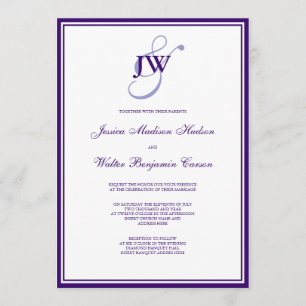 Purple Monogram Invitation