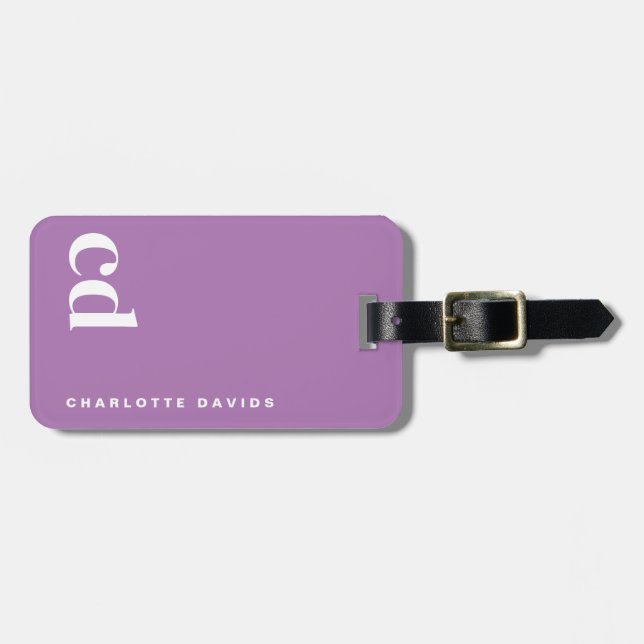 Purple Monogram Luggage Tag (Front Horizontal)