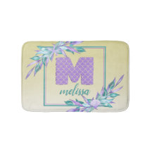 Purple Monogram Mermaid Scales Watercolor Ombre