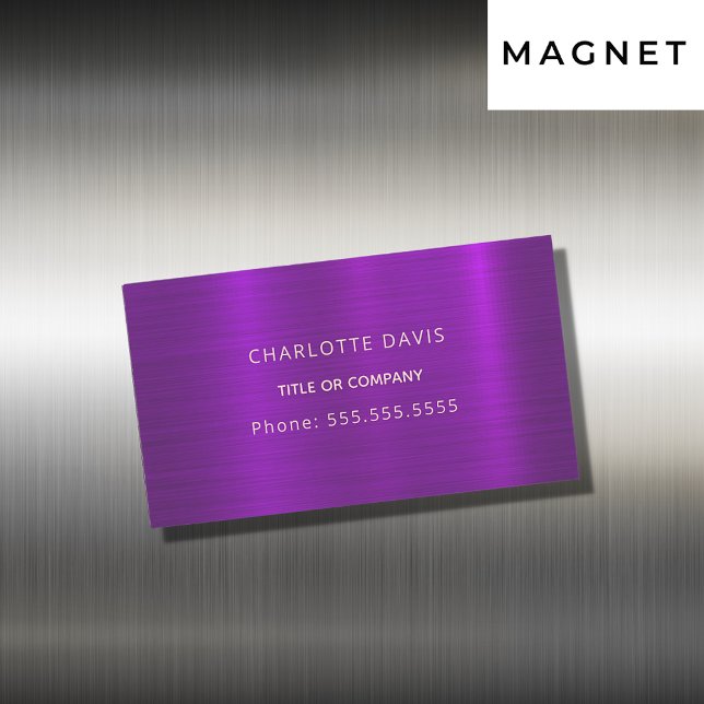 Purple monogram minimalist elegant 	Magnetic business card (Creator Uploaded)