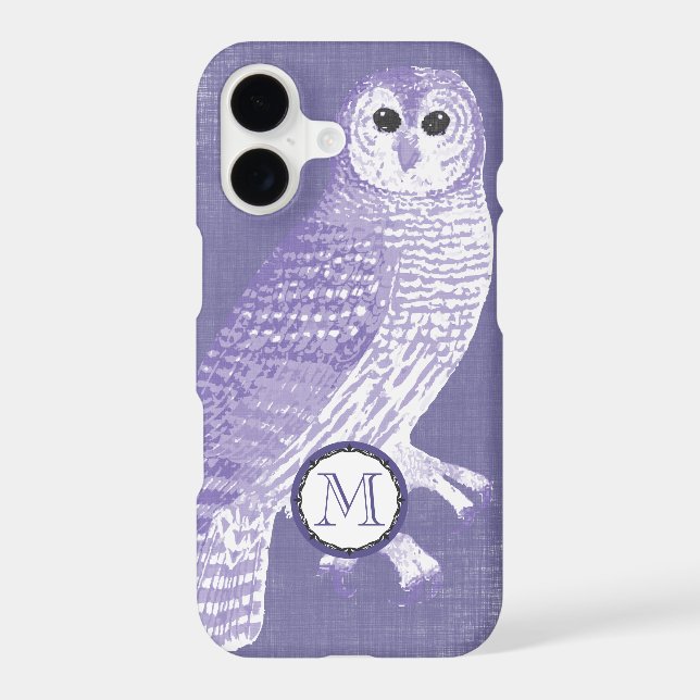 Purple Monogram Owl Personalised iPhone 5 Case (Back)