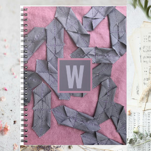 Purple monogram personalised abstract geometric  notebook