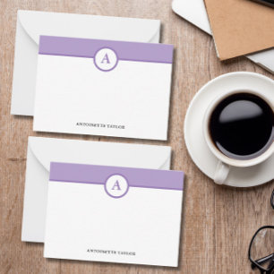 Purple Monogram Personalised Note Cards